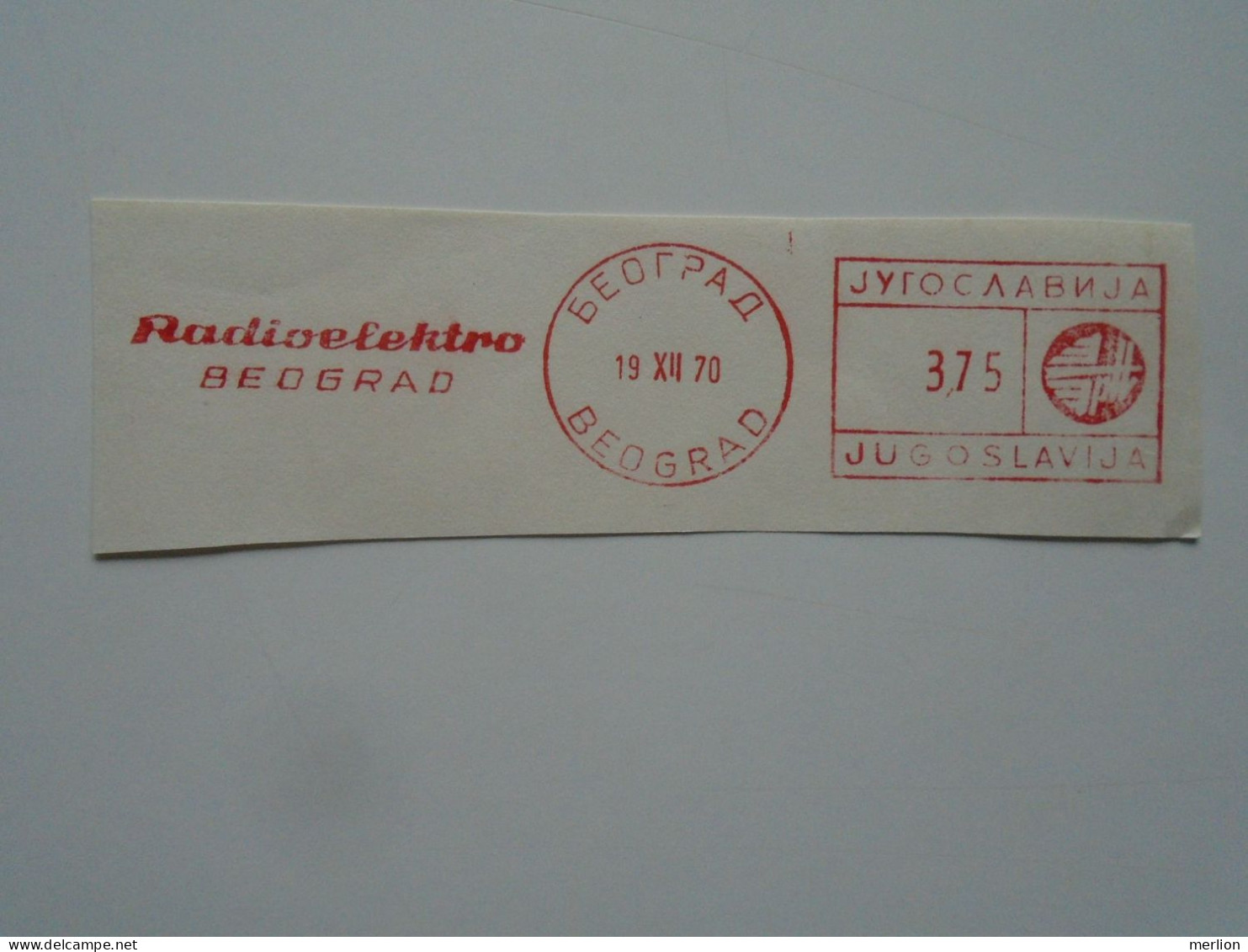 D200312  Red Meter Stamp - EMA - Freistempel  -Yugoslavia Beograd   -Electricity,  Electro -1970   Radio Elektro - Elektriciteit