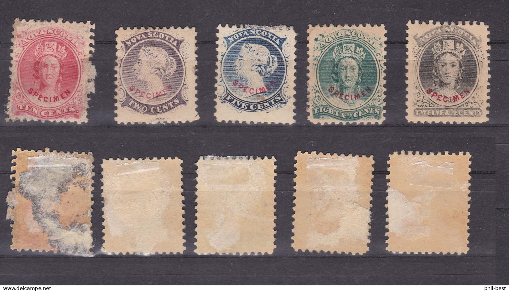 Neuschottland / Nova Scotia 6 - 10, Aufdruck SPECIMEM * Falzreste Haftstellen #E705 - Unused Stamps