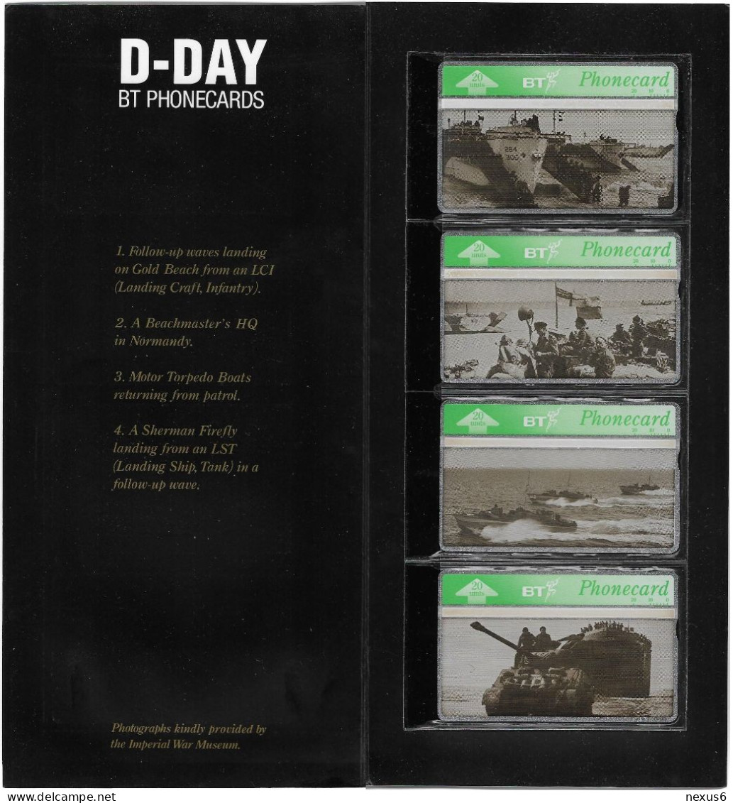 UK - BT - L&G - BTC-111-114 - D-day Commemoration Complete Set Of 4 Cards - 405F - 1996, 20U, Mint In Folder - BT Souvenir