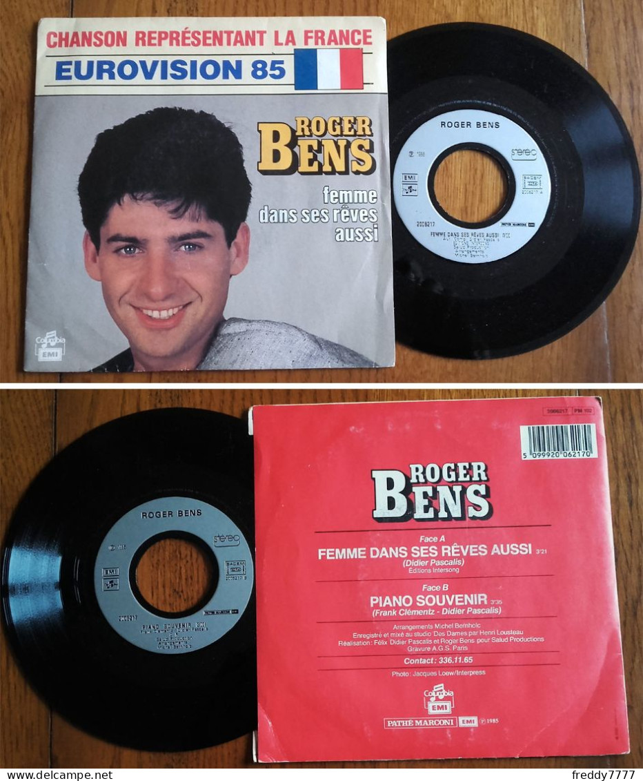 RARE French SP 45t RPM (7") ROGER BENS «Femme Dans Ses Rêves Aussi» (Eurovision 1985) - Collector's Editions