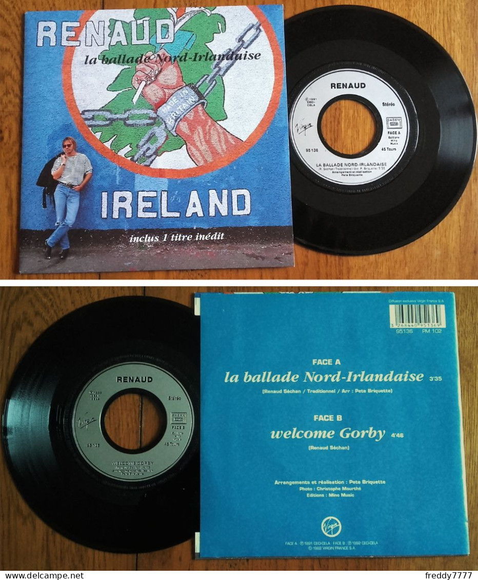 RARE French SP 45t RPM (7") RENAUD «La Ballade Nord-Irlandaise» (1992) - Ediciones De Colección