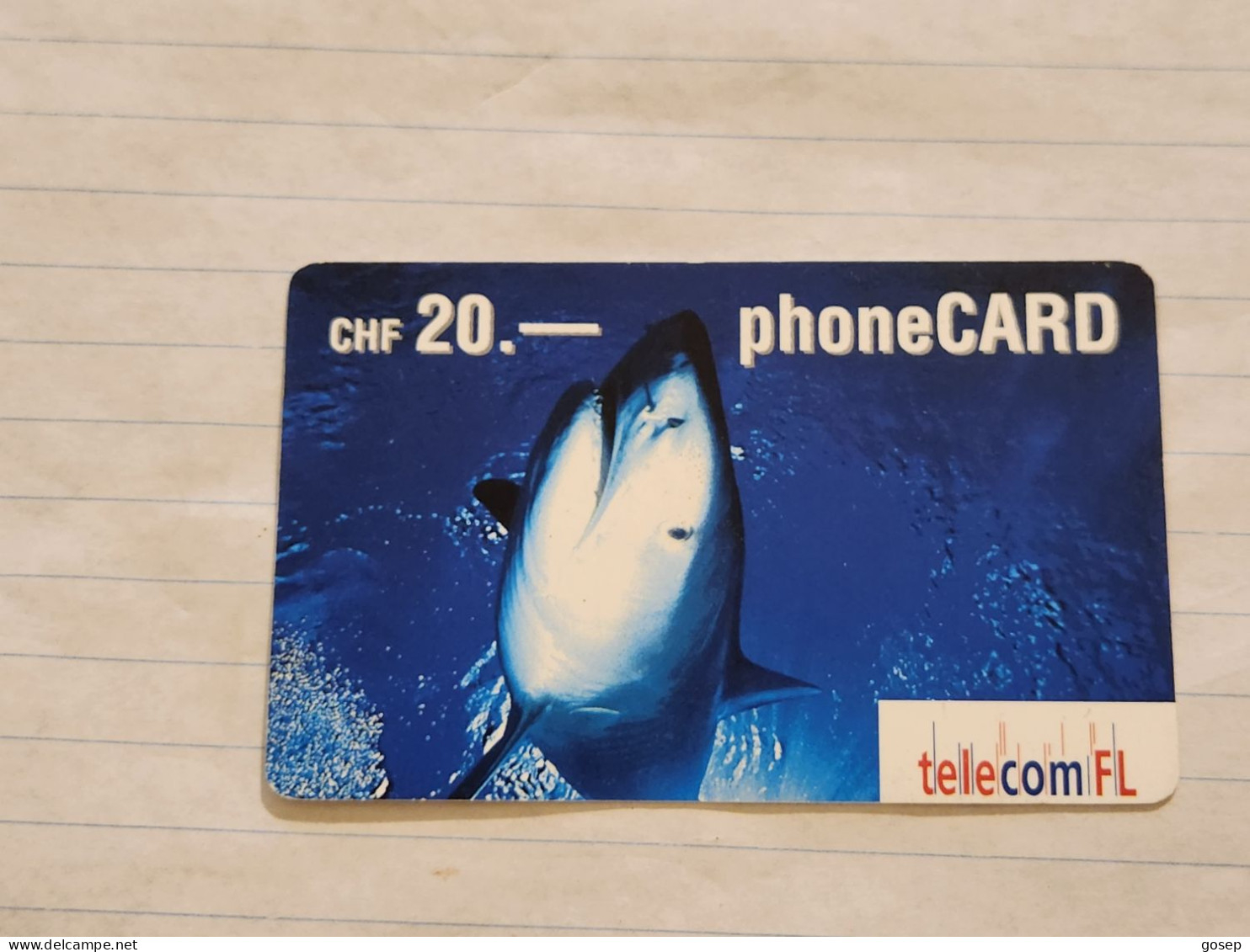 LIECHTENSTEIN-(LI-18B)-SHARK-(63)(416-171-6607-5124)(20CHF)-(7/03)(16171509)-tirage-300.000-used Card - Liechtenstein