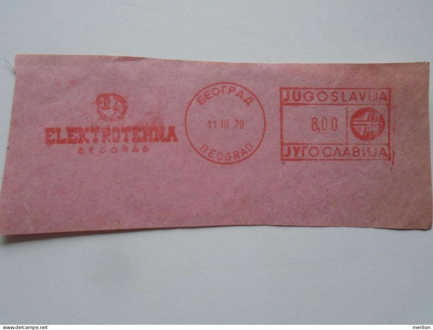 D200317  Red Meter Stamp - EMA - Freistempel  -Yugoslavia  -Elektrotehna   -1970 Beograd - Andere & Zonder Classificatie