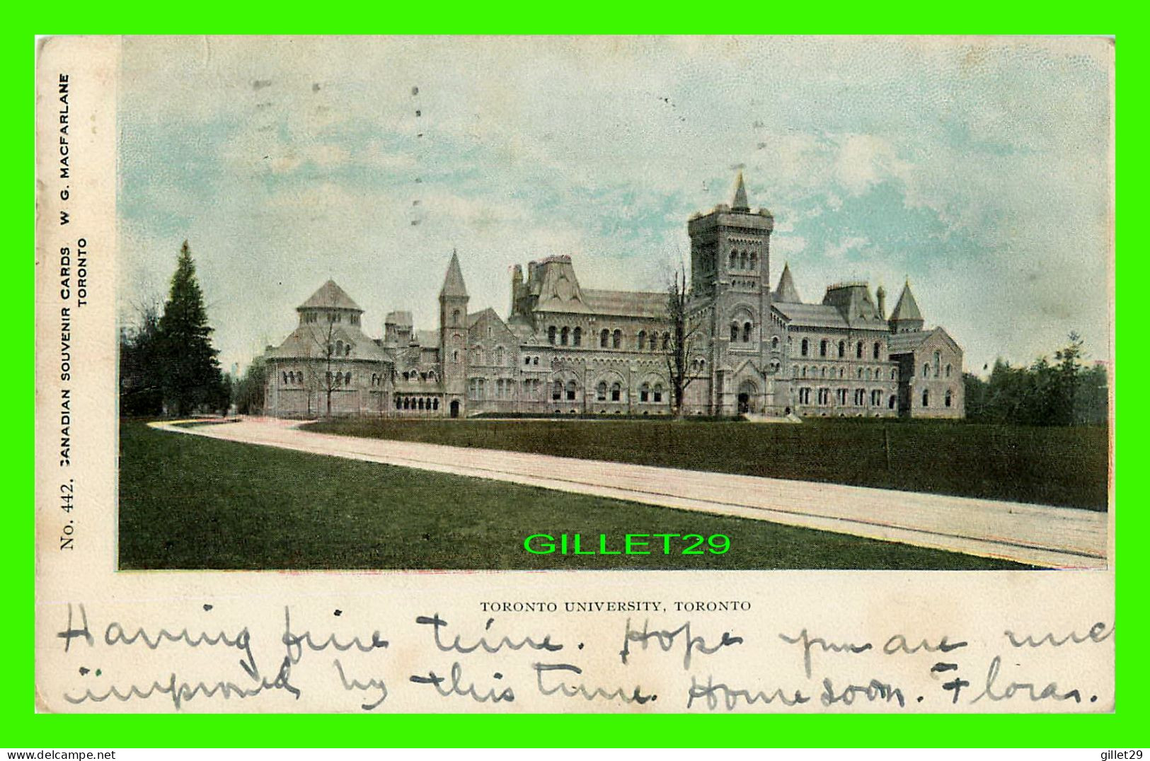 TORONTO, ONTARIO - VIEW OF TORONTO UNIVERSITY - W. G. MACFARLANE - TRAVEL IN 1905 - - Toronto