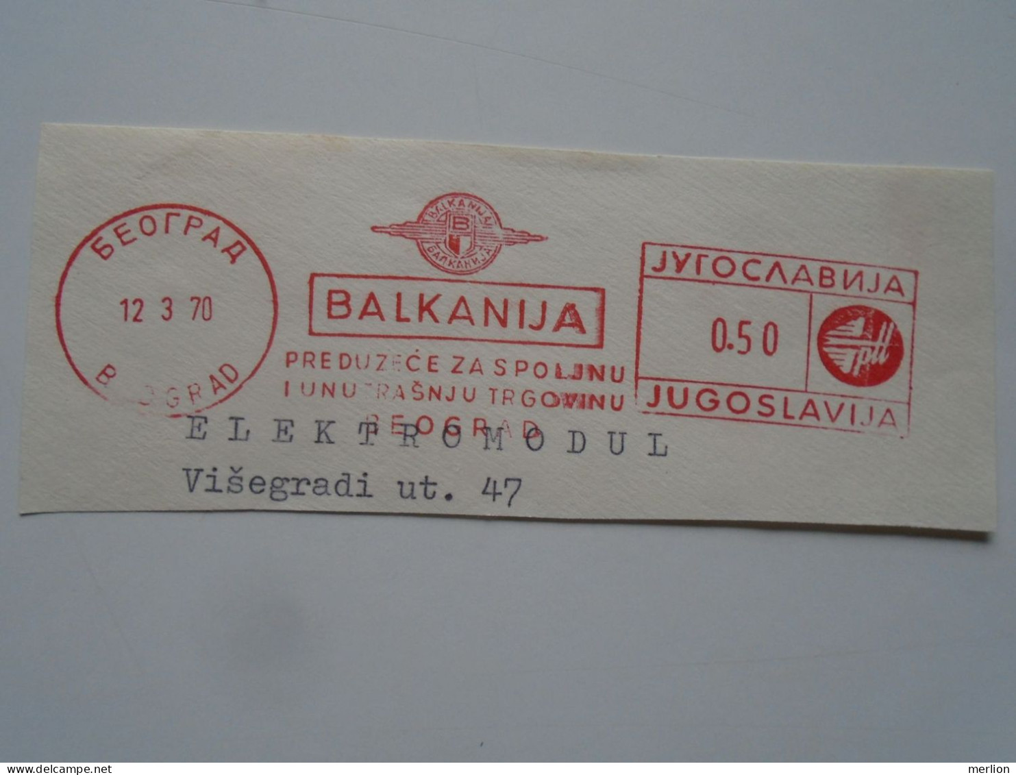 D200318   Red Meter Stamp - EMA - Freistempel  -Yugoslavia  - BALKANIJA    -1970 Beograd  - Electro - Autres & Non Classés