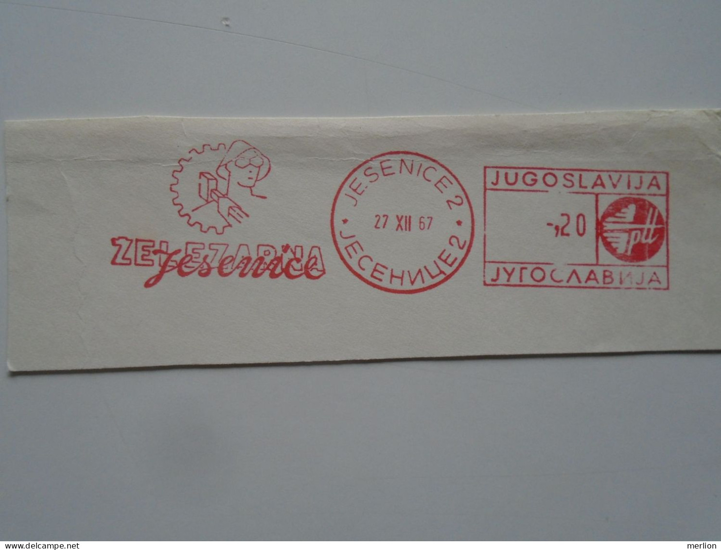 D200320  Red Meter Stamp - EMA - Freistempel  -Yugoslavia     -1967  ZELEZARNA  JESENICE - Sonstige & Ohne Zuordnung