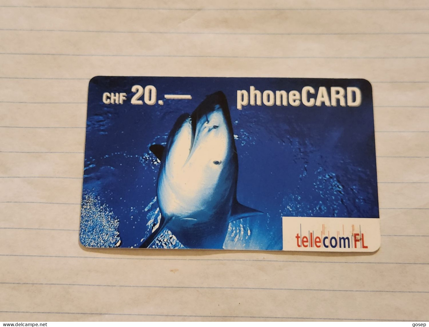 LIECHTENSTEIN-(LI-18B)-SHARK-(69)(416-256-8439-3129)(20CHF)-(7/03)(16255098)-tirage-300.000-used Card - Liechtenstein