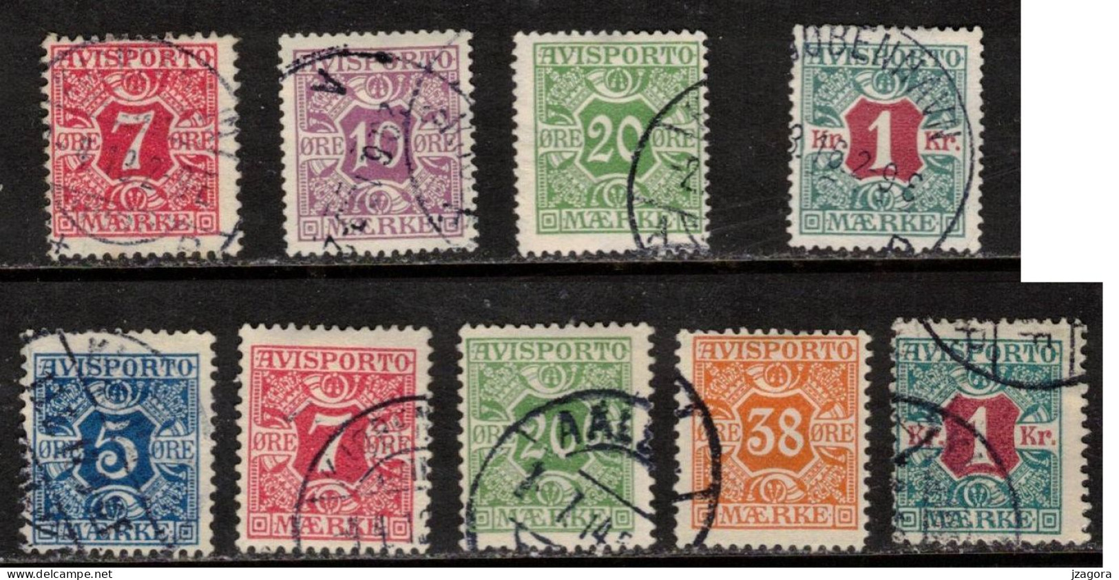 DENMARK DANMARK DÄNEMARK 1907 1914 AVISPORTO NEWSPAPER STAMPS VERRECHNUNGMARKEN TIMBRES JOURNAUX ZEITUNGMARKEN - Revenue Stamps