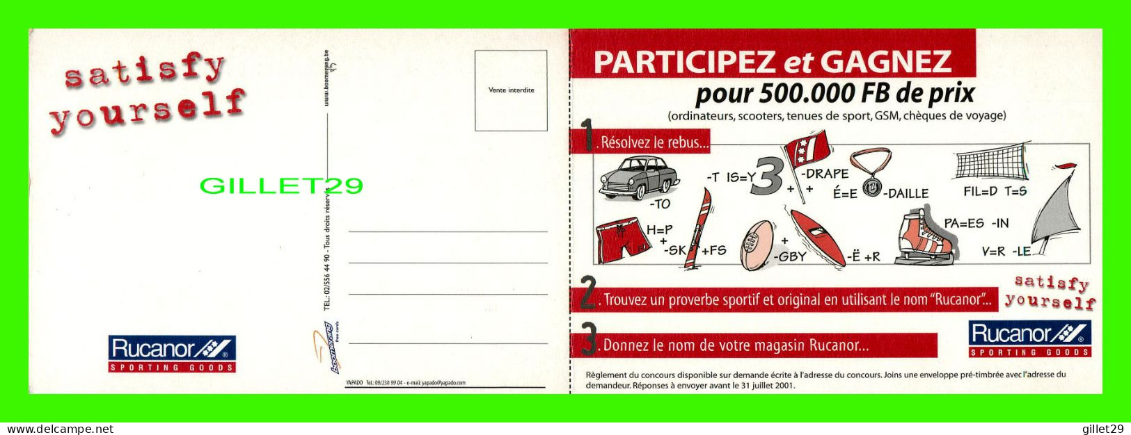 VOLEYBALL - SATISFY YOURSELF - RUCANOR SPROTING GOODS - CARTE DOUBLE - 9090 MELLE 1 - - Volleybal