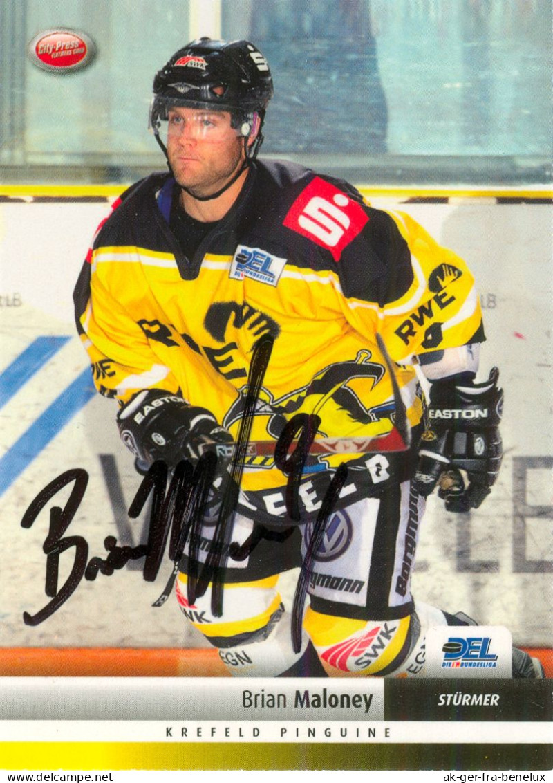 Autogramm Eishockey Trading Card Brian Maloney Krefeld Pinguine 07-08 Straubing Tigers HC Thurgau Ravensburg Towerstars - Sports D'hiver