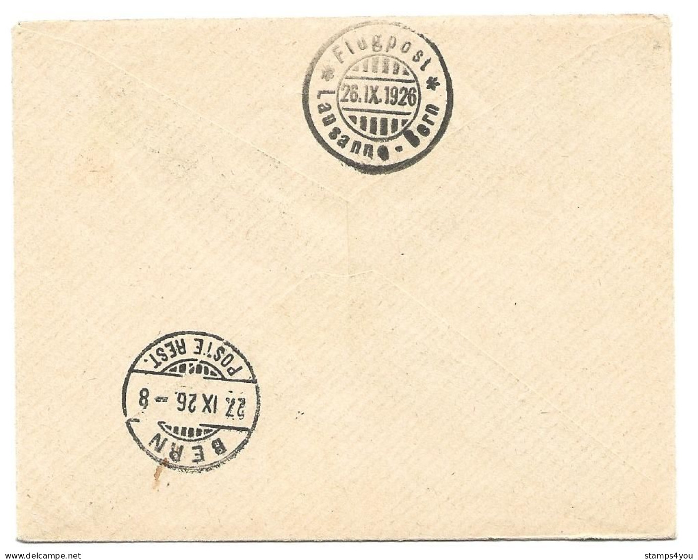 13 - 53 - Enveloppe Vol Comptoir Suisse 1926 Lausanne-Bern - Andere & Zonder Classificatie
