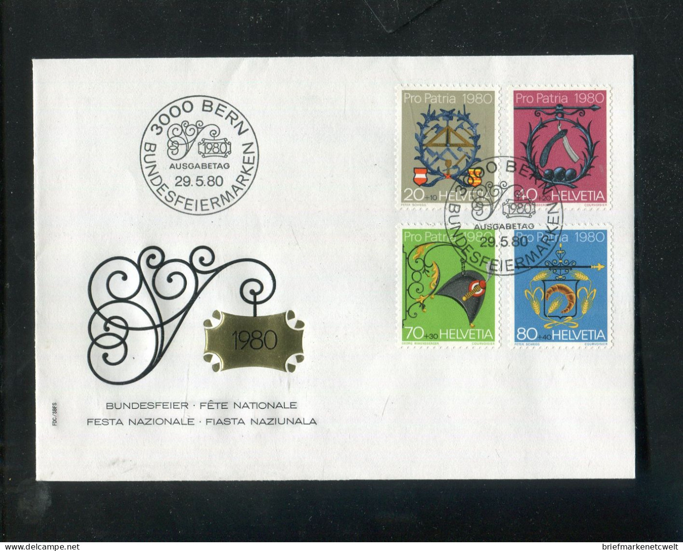 "SCHWEIZ" 1980, Mi. 1176-1179 "Pro Patria" FDC (5509) - Entiers Postaux