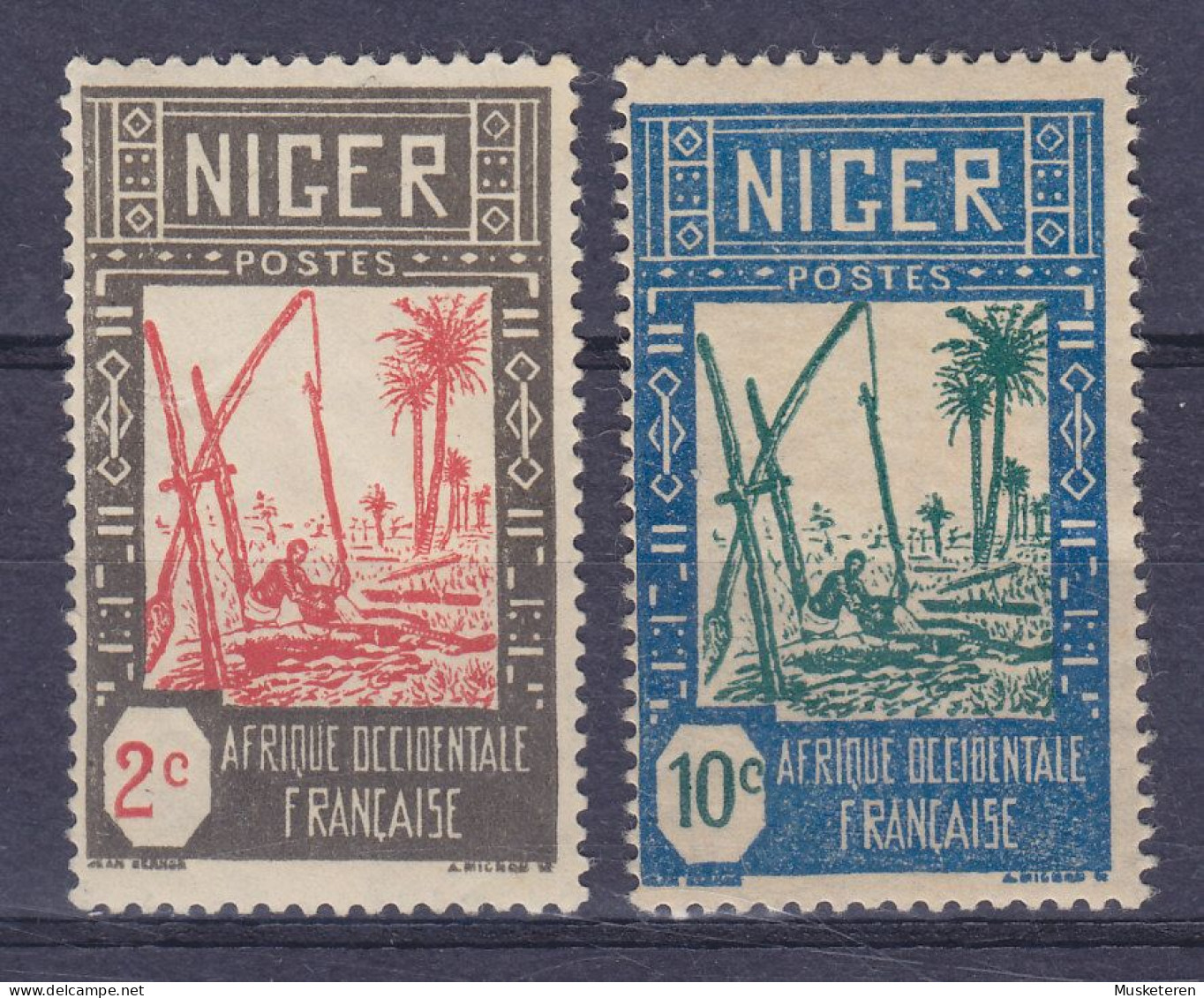 Niger 1926 Mi. 30, 33, 2c. & 10c. Brunnen, MH*/MNH** - Unused Stamps