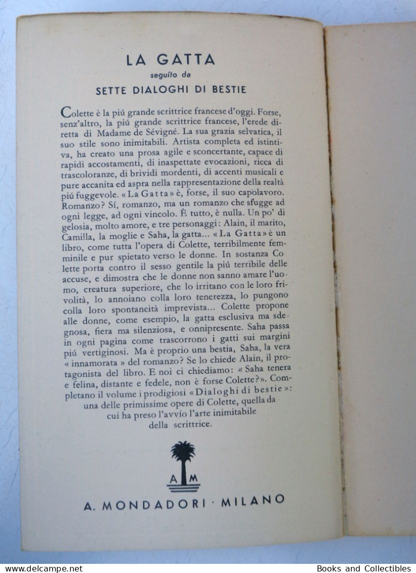 Colette " LA GATTA " - Medusa N° 55 - Mondadori, 1935 (XIII) * Rif. LBR-AA - Grandi Autori