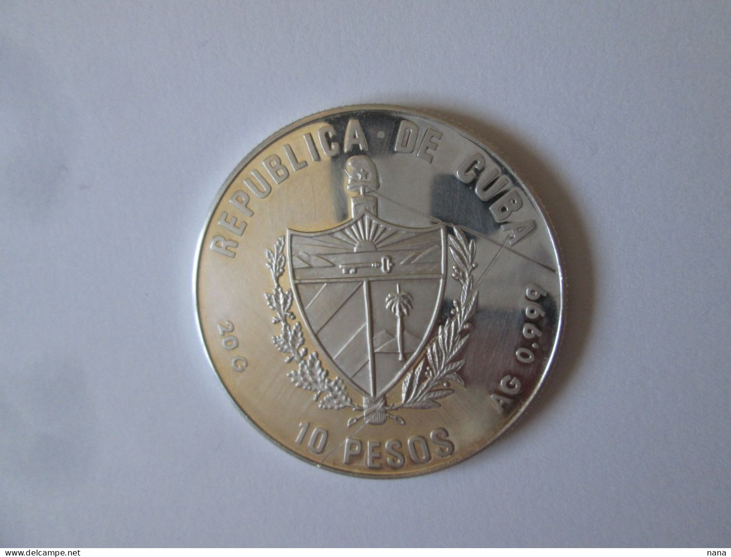 Rare! Cuba 10 Pesos 1990 Proof Silver/Argent.999 Commemorative Coin Limited Edition:The First Voyage Of Columbus - Kuba