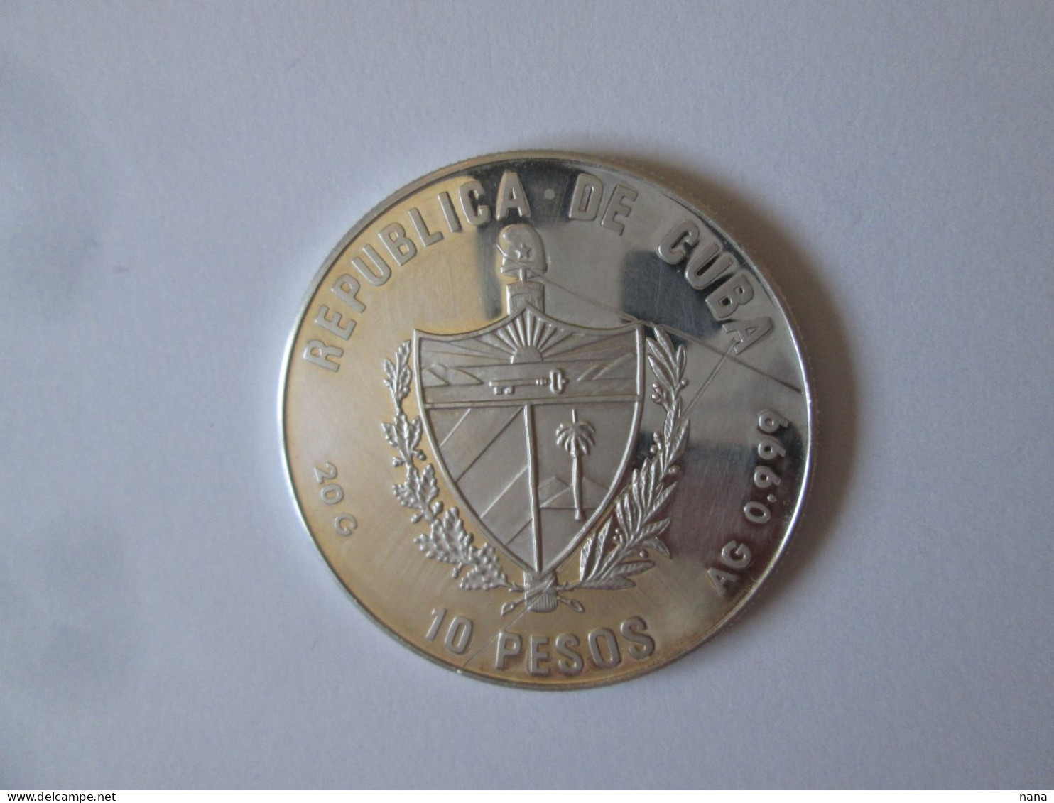 Rare! Cuba 10 Pesos 1990 Proof Silver/Argent.999 Commemorative Coin Limited Edition:The First Voyage Of Columbus - Cuba