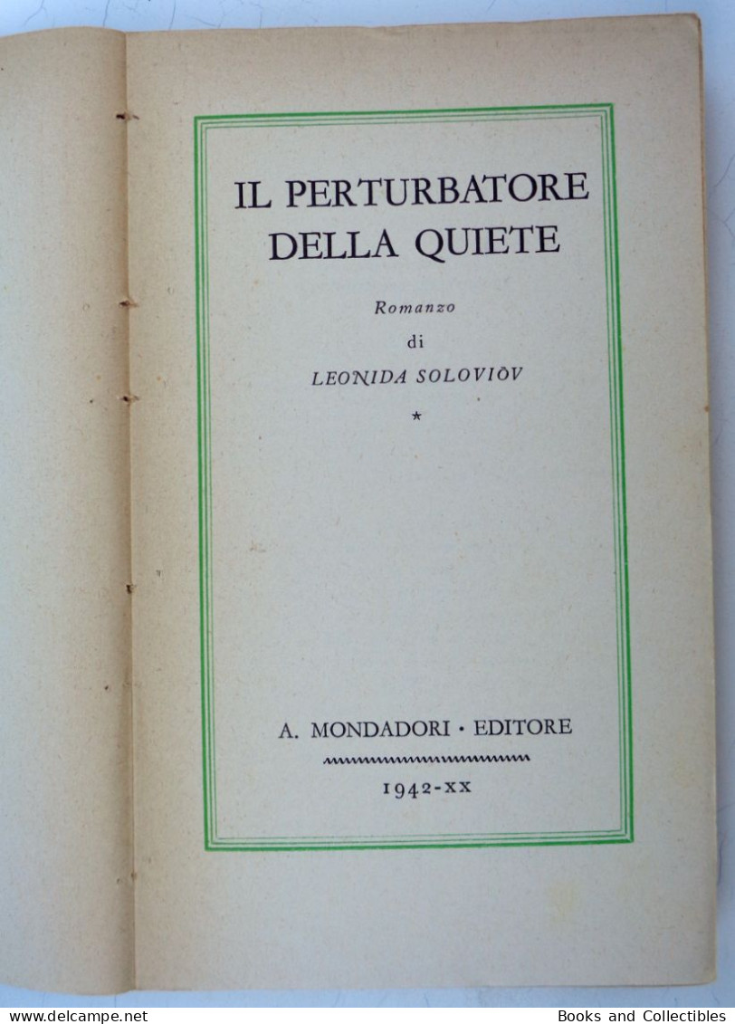 Leonida Soloviòv " IL PERTURBATORE DELLA QUIETE " - Medusa N° 142 - Mondadori, 1942 (XX) * Rif. LBR-AA - Grandi Autori