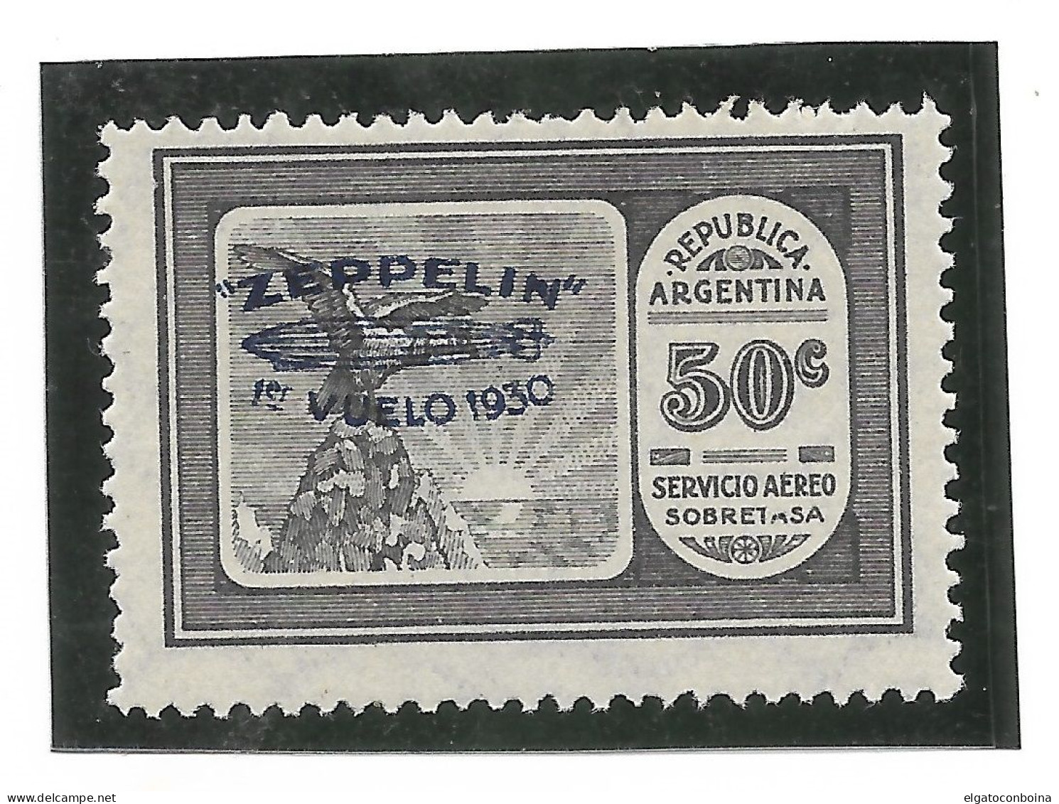 ARGENTINA 1930 AIRMAIL STAMP OVERPRINTED ZEPPELIN FIRST FLIGHT MINT NH Michel 338SCOTT C21 - Neufs