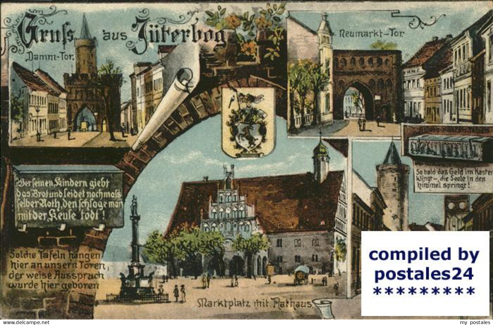 41404608 Jueterbog Dammtor Neumarkt-Tor Marktplatz Rathaus Denkmal Zinnaer Tor W - Jüterbog