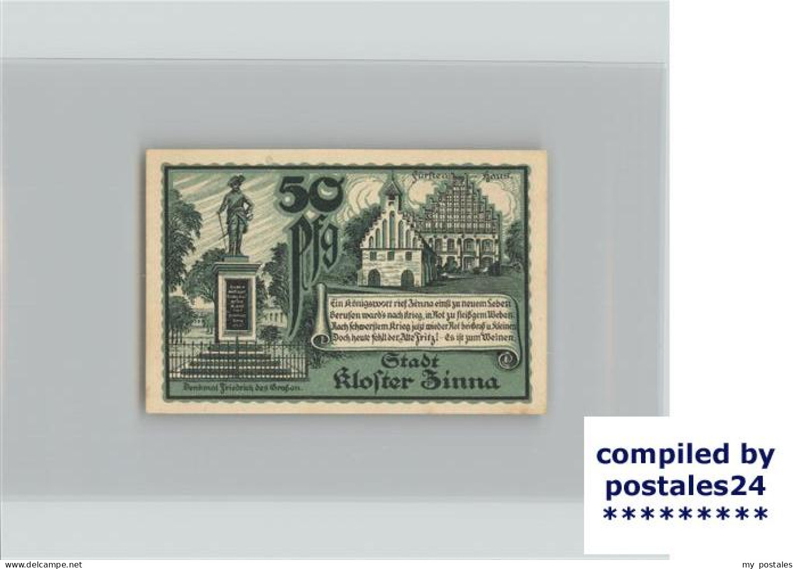 41404366 Zinna Jueterbog Gutschein 50 Pfennig Kloster Denkmal Jueterbog - Jueterbog