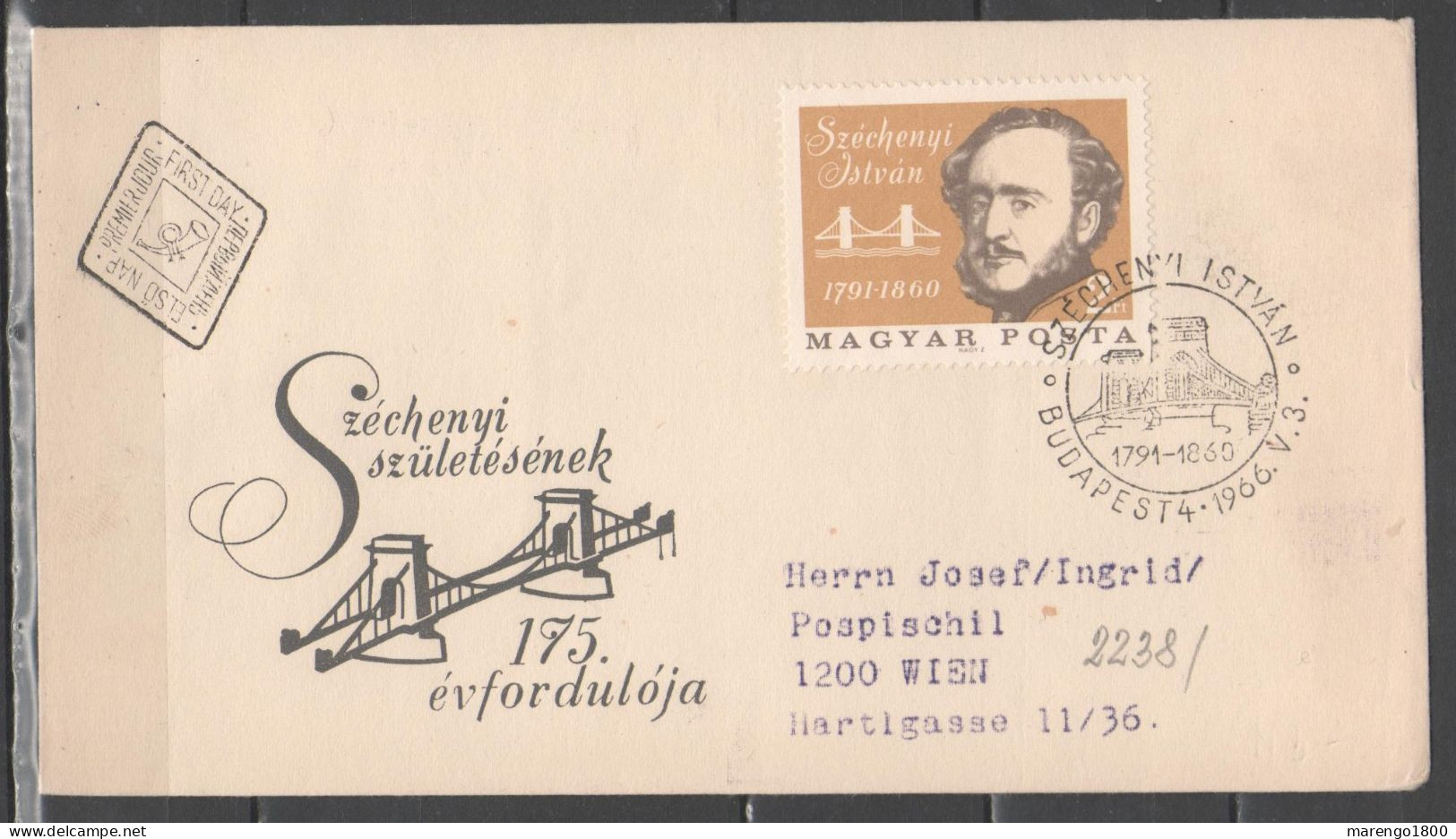 Hungary 1966 - Szechenyi Fdc - FDC