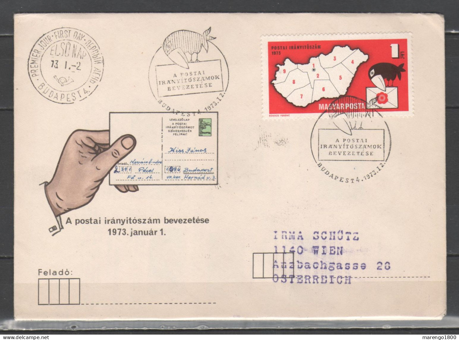 Hungary 1973 - Postal Code (Postai Iranyitoszam) Fdc - FDC