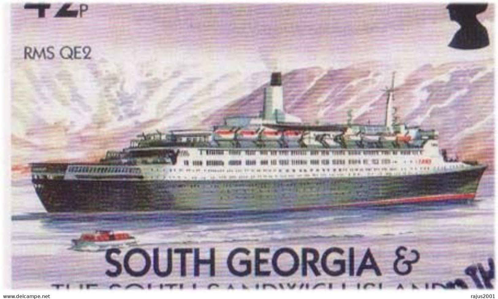 Merchant Ships, RMS QE2 Ship, Lindblad Explorer, MS Endeavour Ship, Mountain, South Georgia Official FDC 2004 - South Georgia