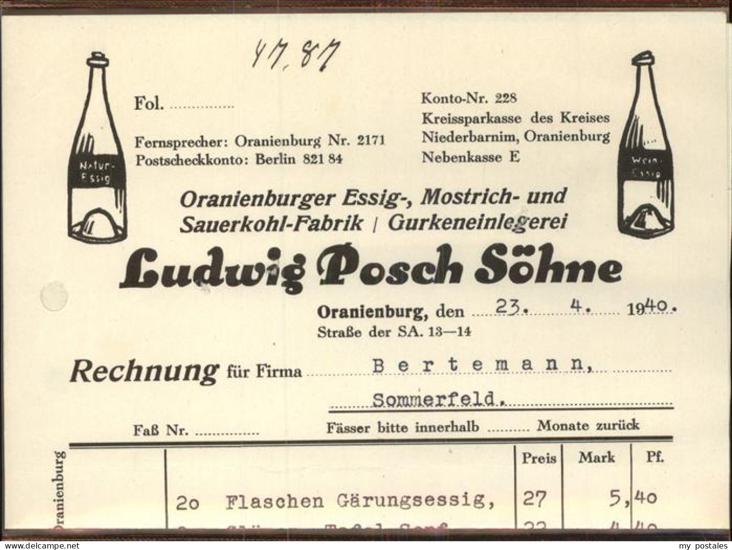 41403925 Oranienburg Fa Ludwig Posch Soehne Oranienburg - Oranienburg