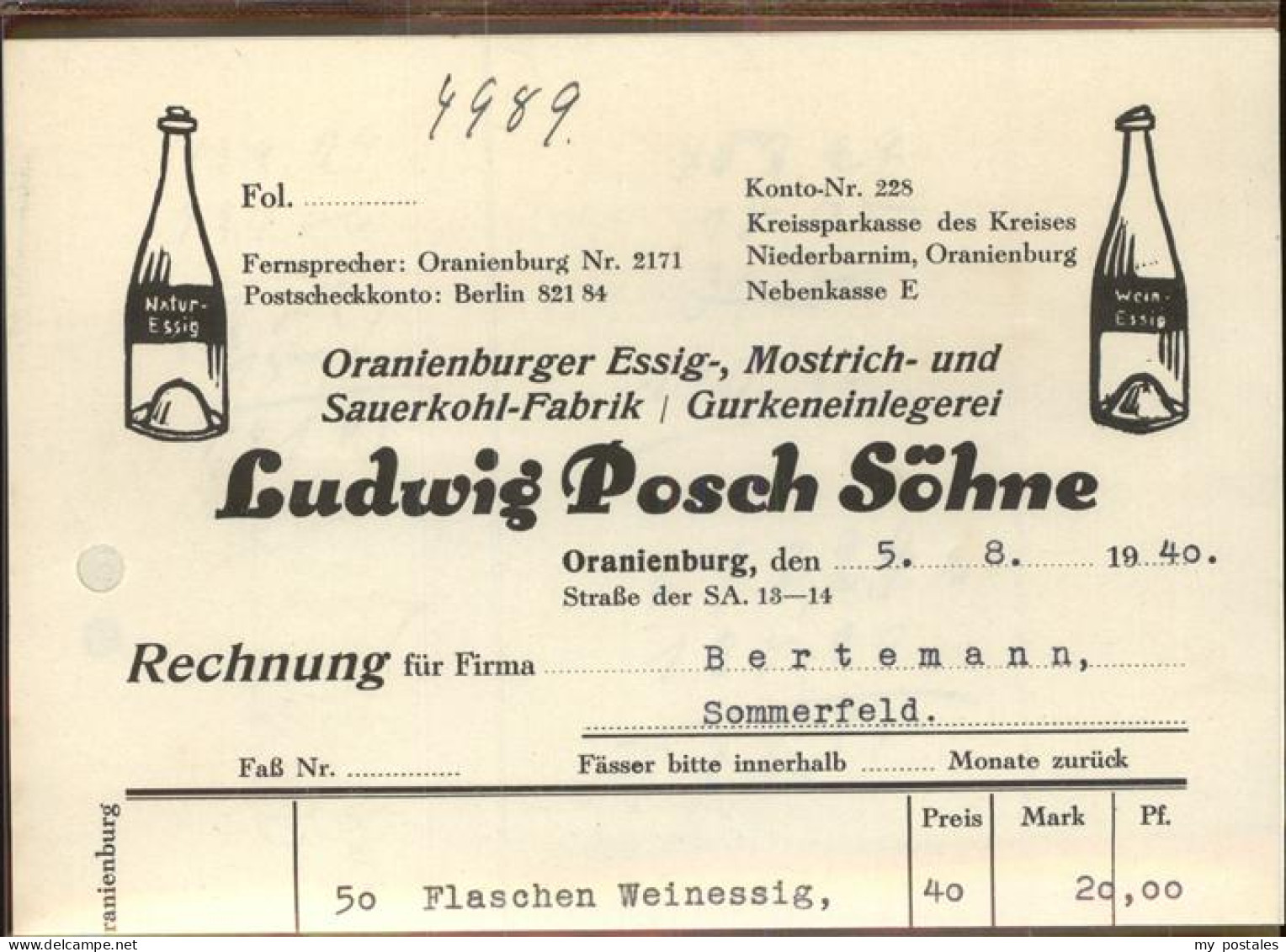 41403924 Oranienburg Fa Ludwig Posch Soehne Oranienburg - Oranienburg