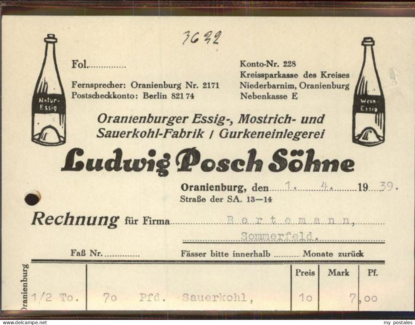 41403922 Oranienburg Ludwig Posch Soehne Rechng Oranienburg - Oranienburg