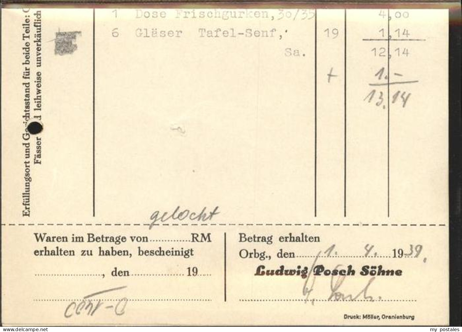 41403922 Oranienburg Ludwig Posch Soehne Rechng Oranienburg - Oranienburg