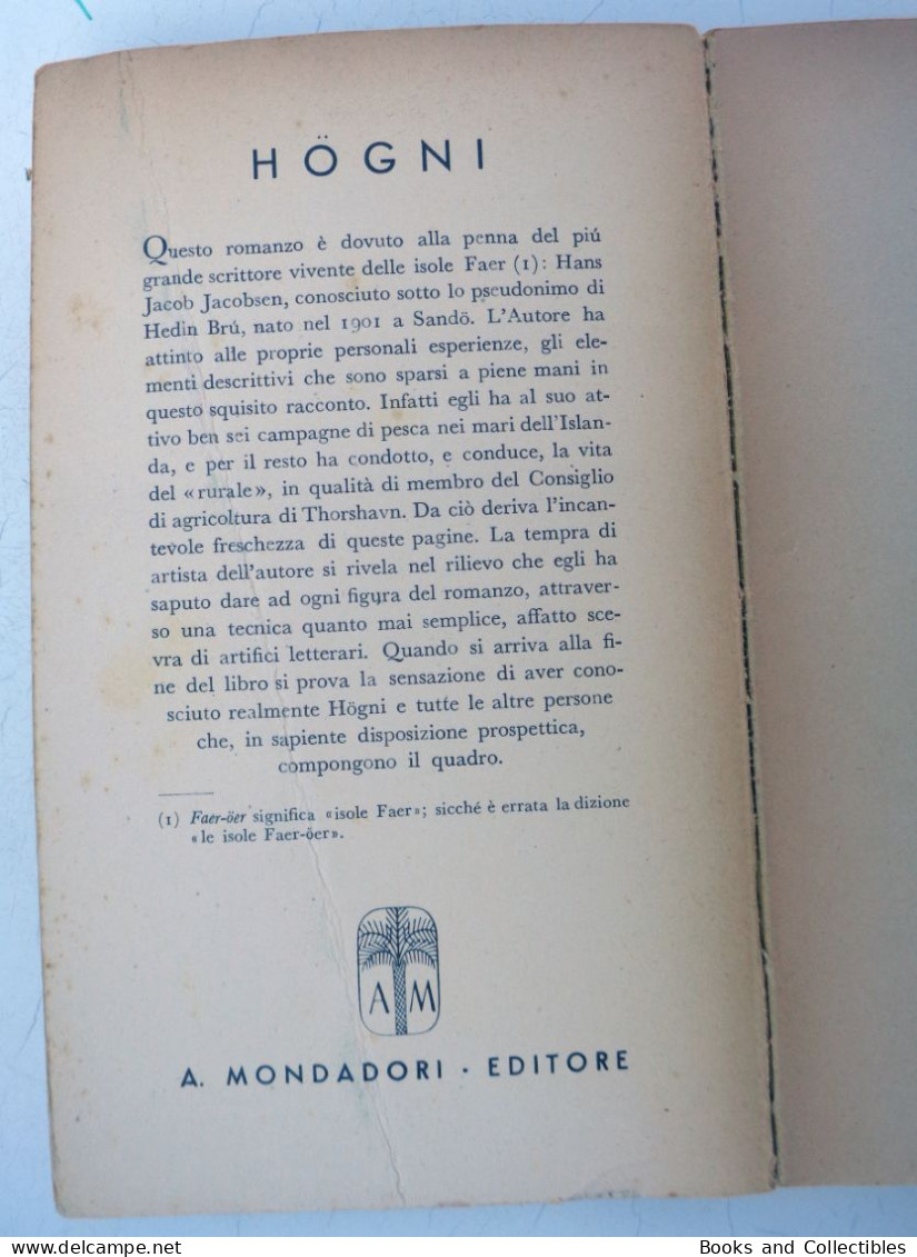 Hedin Brú " HÖGNI. Romanzo Delle Far Öer " - Medusa N° 143 - Mondadori, 1942 (XXI) * Rif. LBR-AA - Famous Authors