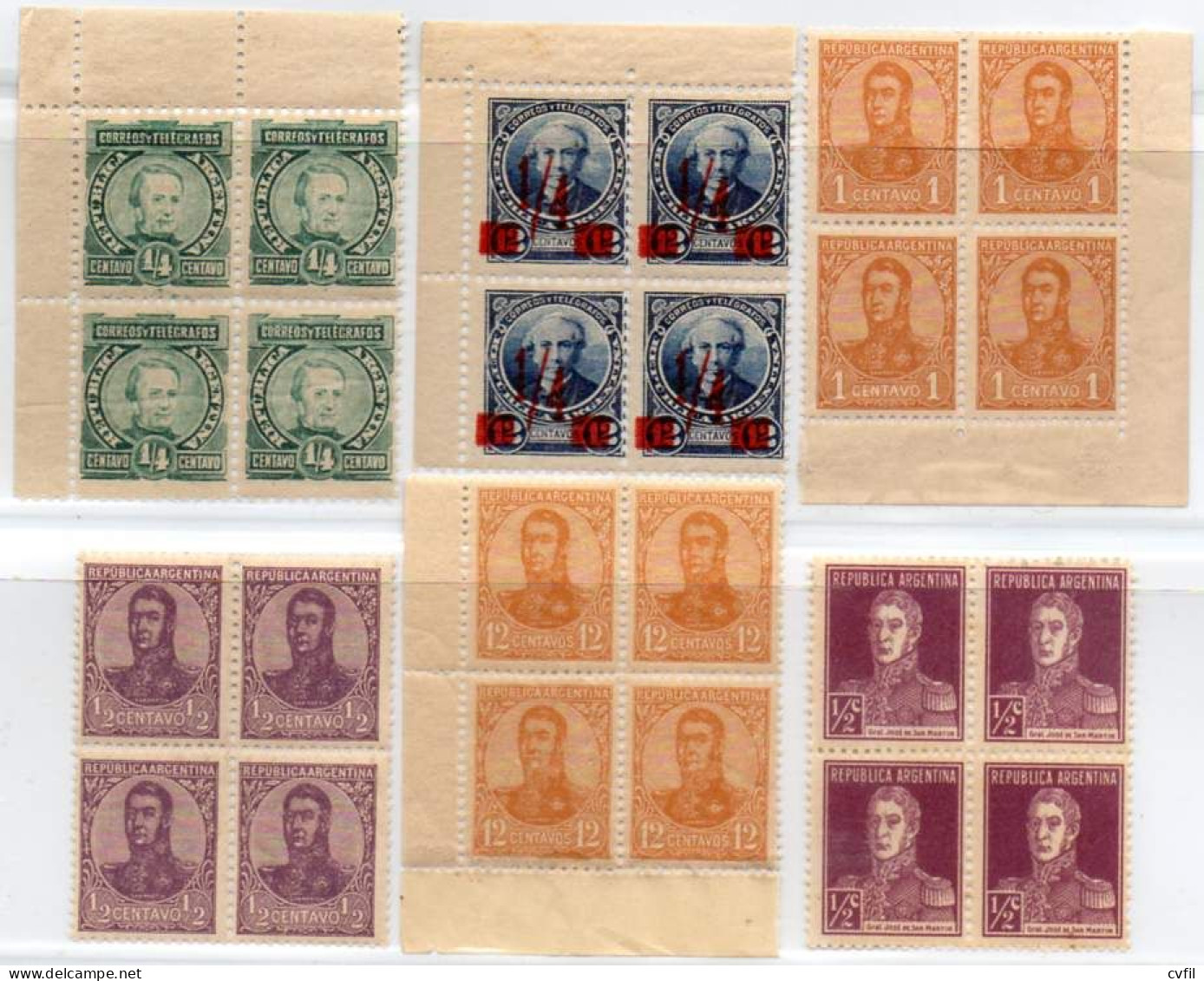 ARGENTINA 1890/1923 - Six Blocks Of Four In Mint NH Condition - Unused Stamps