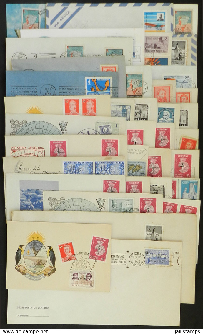 TOPIC ANTARCTICA: 35 Covers And Cards With Postmarks Related To Topic Argentine Antarctica, Apparently All Different, In - Other & Unclassified
