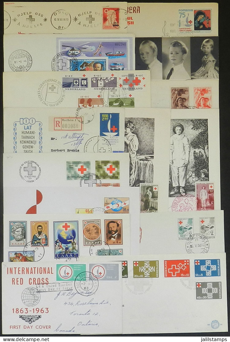 TOPIC RED CROSS: 55 Used Covers, FDC Covers, Postal Stationeries, Etc., All Related To Topic Red Cross, Excellent Qualit - Rotes Kreuz