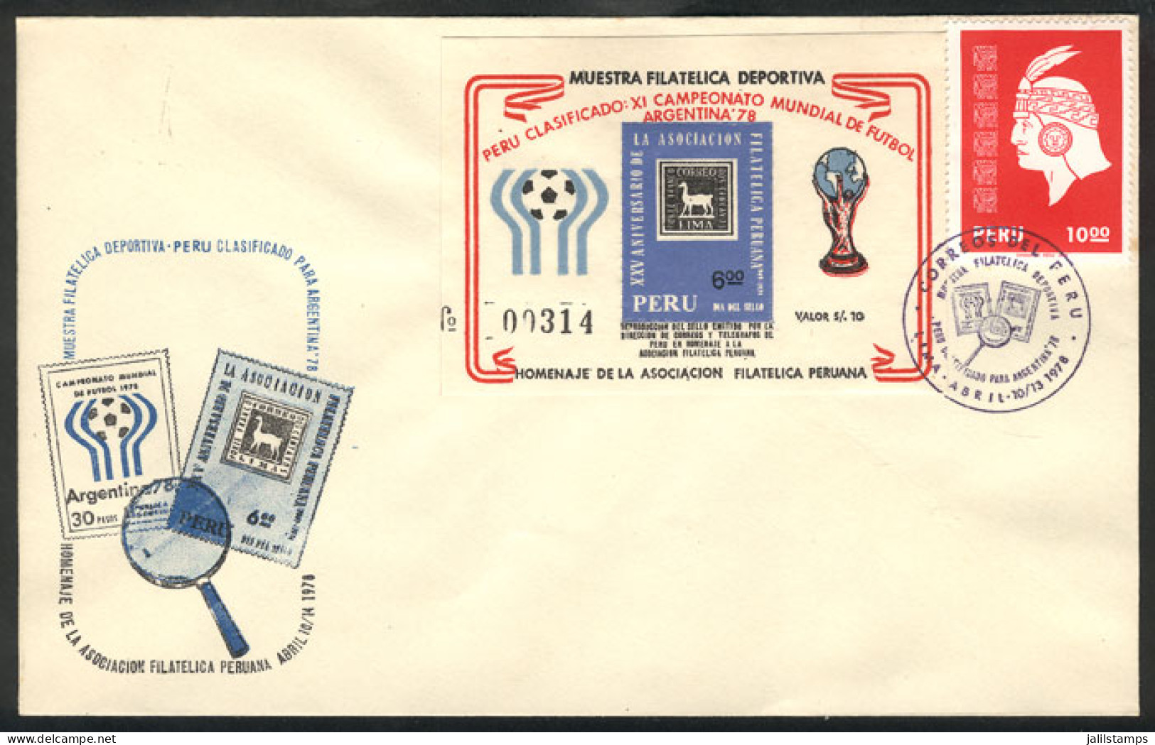 TOPIC FOOTBALL/SOCCER: Special Cover With Souvenir Sheet Commemorating The Classification Of Peru To The Football World  - Andere & Zonder Classificatie