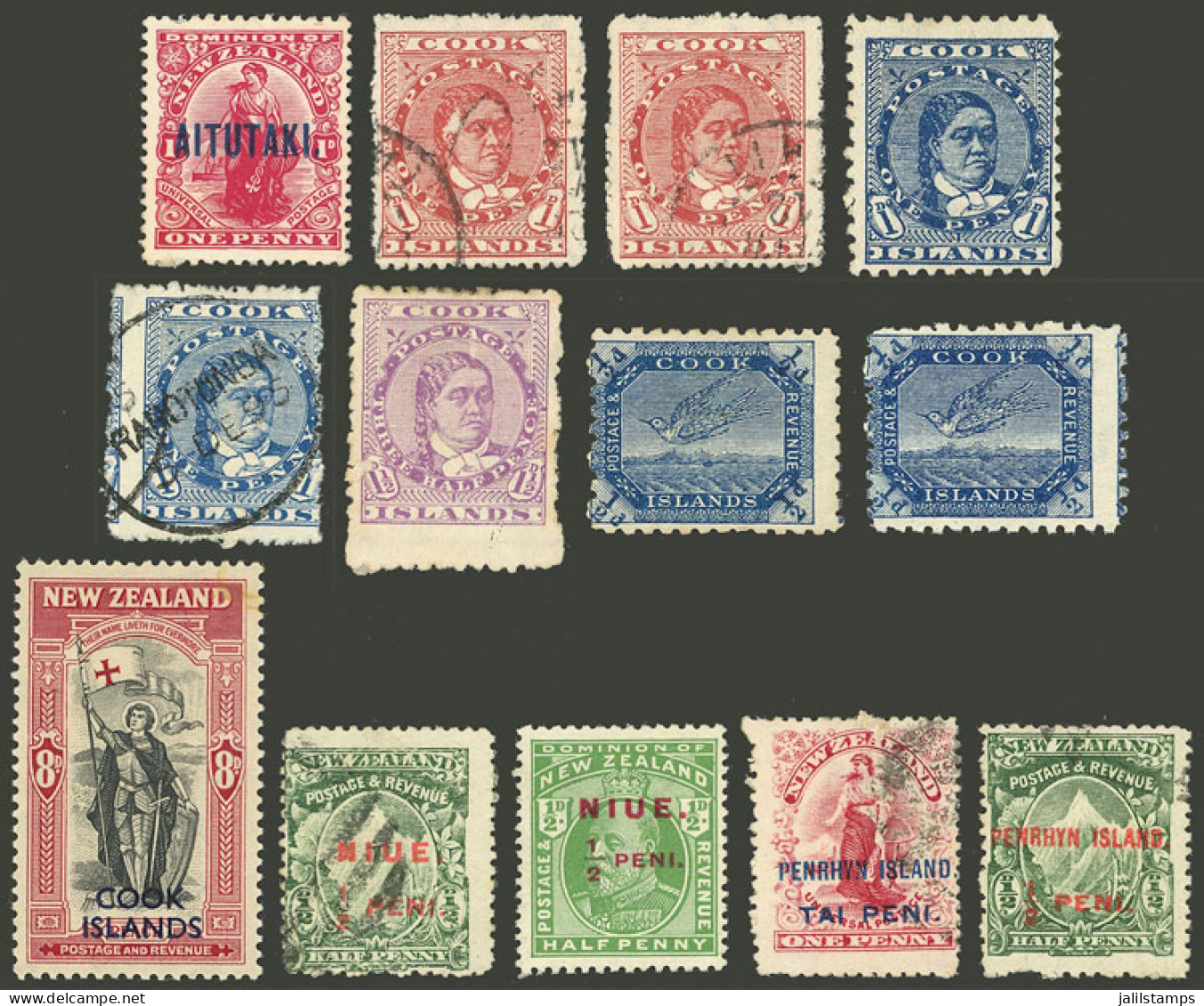 AITUTAKI + PACIFIC ISLANDS: Small Lot Of Interesting Stamps Of Aitutaki, Cook, Penrhyn And Niue, Very Fine General Quali - Aitutaki
