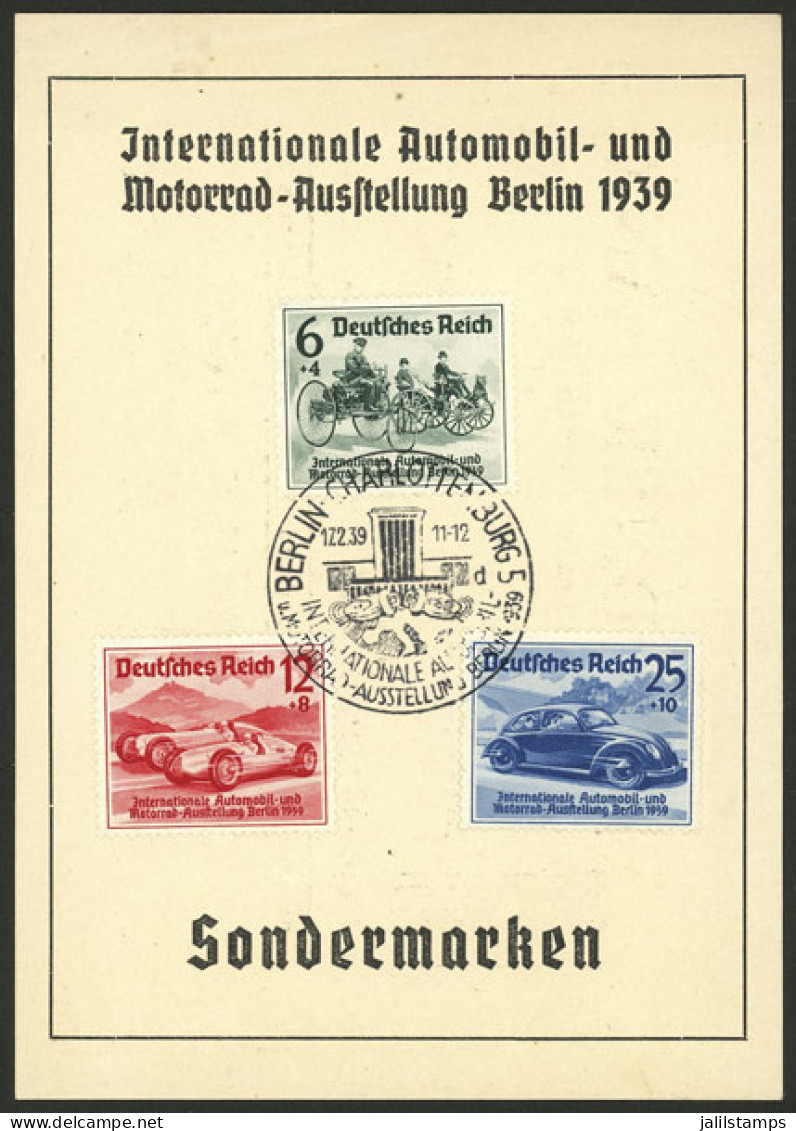 GERMANY: Sc.B134/136, 1939 Cars, The Set Of 3 Values On Card With Special Postmark, Very Fine Quality! - Used Stamps