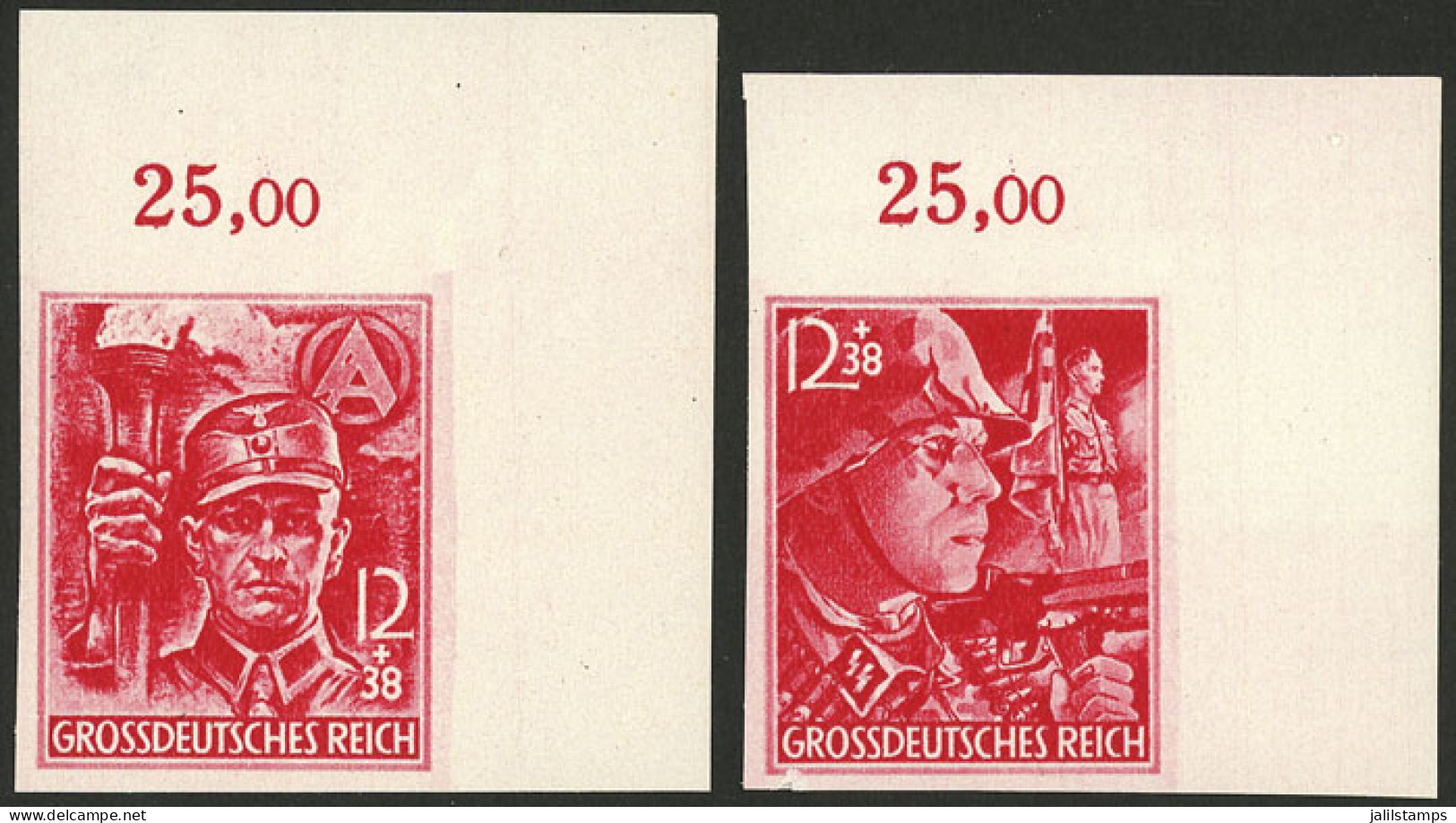 GERMANY: Yvert 825/826, 1945 SS And SA Troops, Both Values IMPERFORATE With Sheet Corner, MNH, Excellent Quality! - Unused Stamps