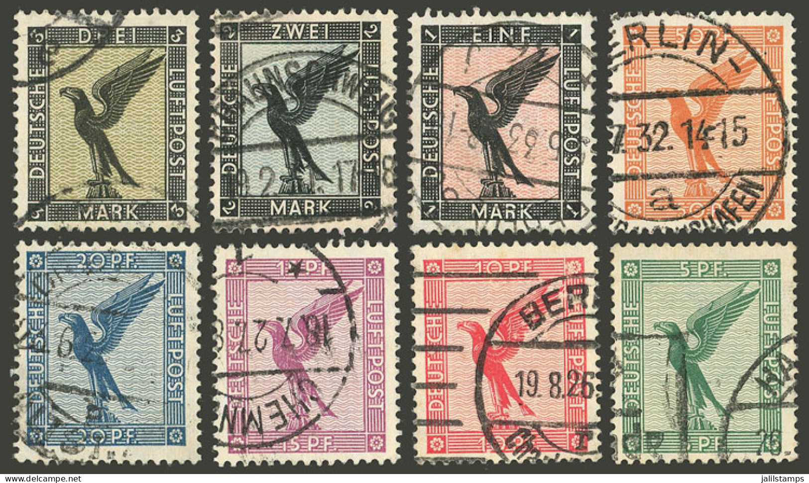 GERMANY: Sc.C27/C34, 1926/7 Imperial Eagle, Complete Set Of 8 Used Values, VF Quality! - Airmail & Zeppelin