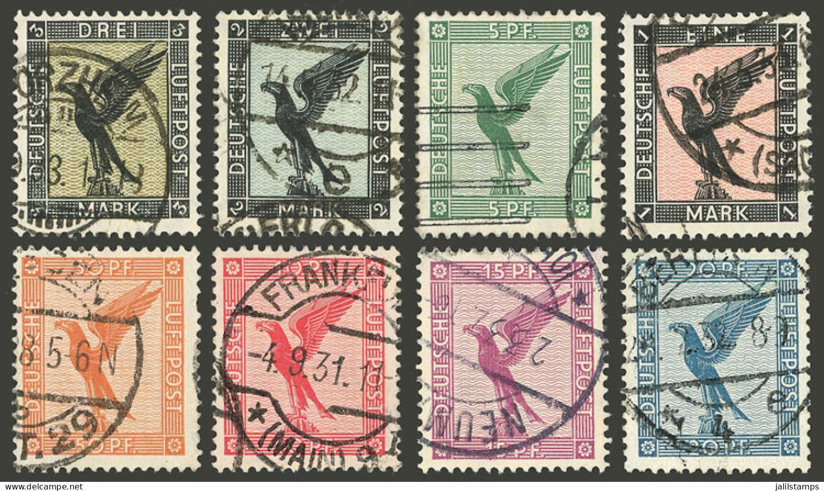 GERMANY: Sc.C27/C34, 1926/7 Imperial Eagle, Complete Set Of 8 Used Values, VF Quality! - Luft- Und Zeppelinpost