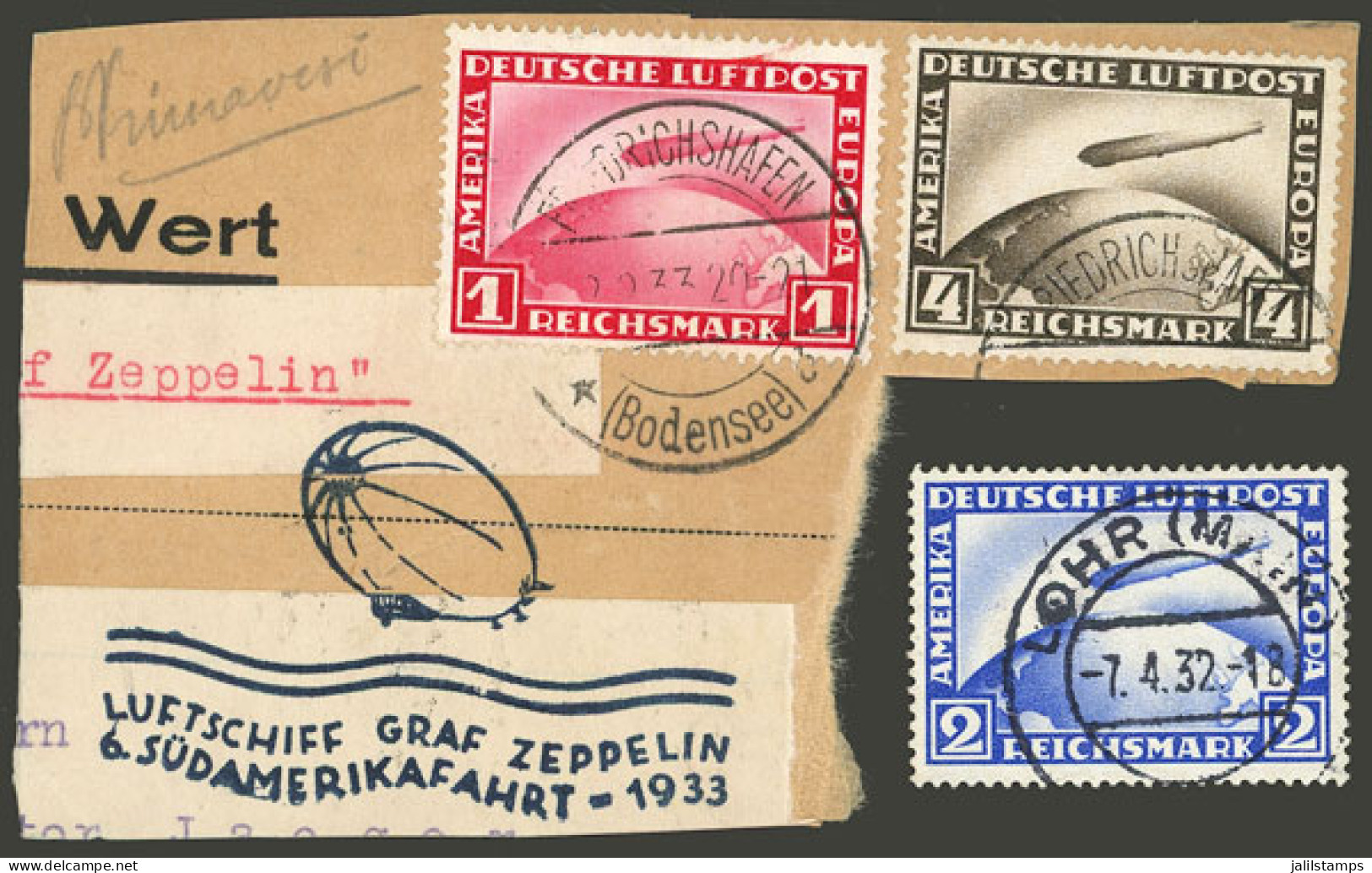 GERMANY: Sc.C38/C37, 1928/31 Zeppelin, Complete Set Of 3 Used Values, VF Quality! - Correo Aéreo & Zeppelin