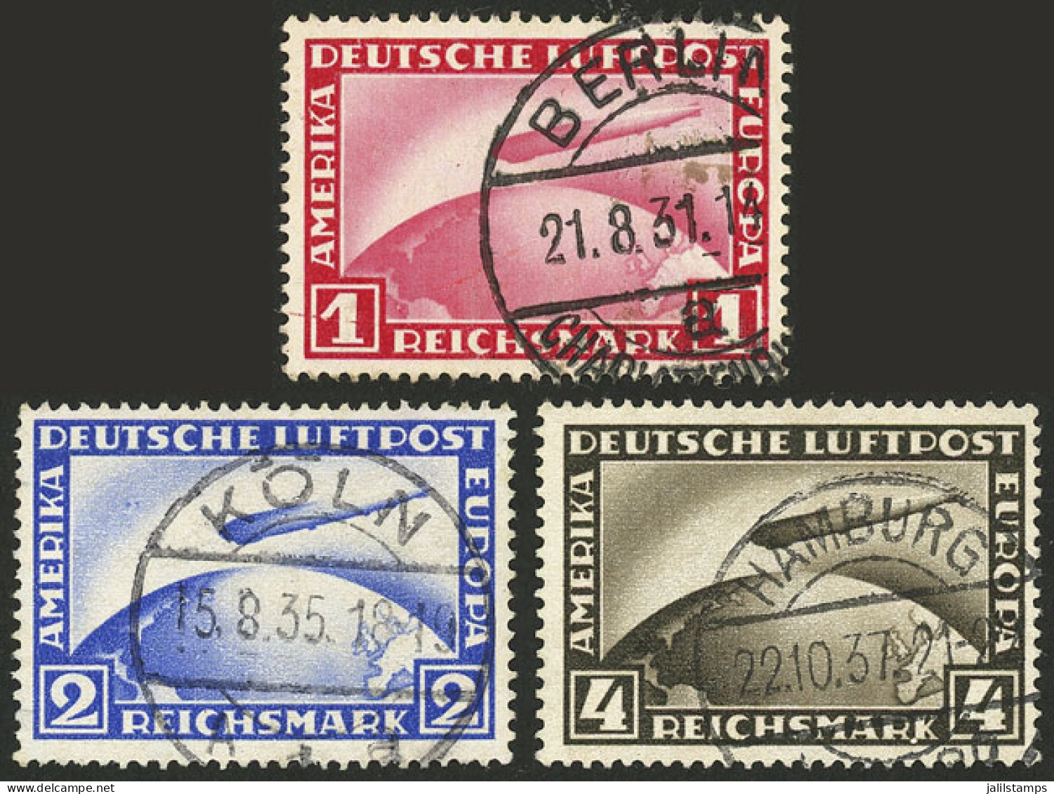 GERMANY: Sc.C35/C37, 1928/31 Zeppelin, Complete Set Of 3 Used Values, VF Quality! - Luft- Und Zeppelinpost