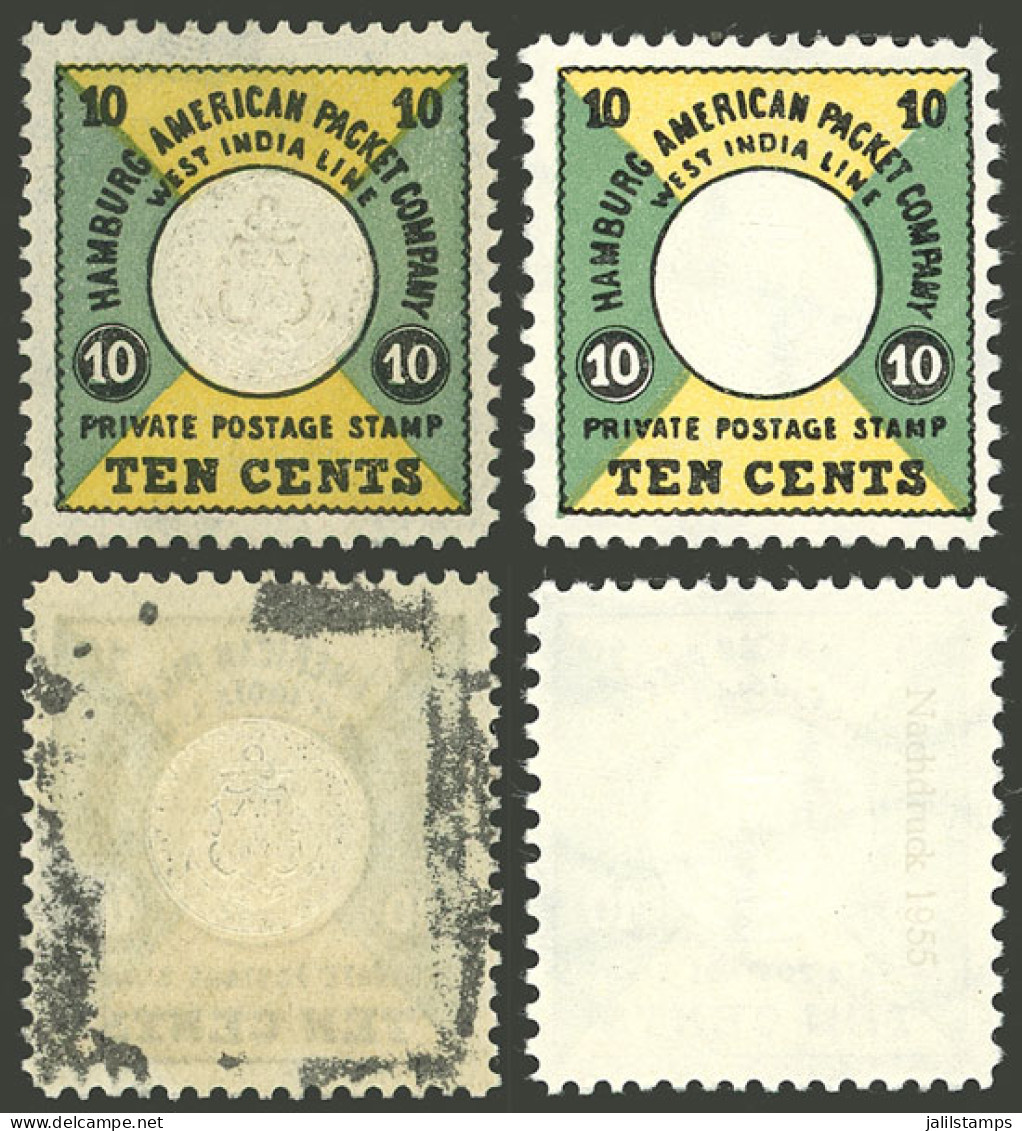 GERMANY: HAPAG: 10c. Stamp, Mint With Original Gum With Some Adherences + MNH Reprint, Attractive Lot! - Other & Unclassified
