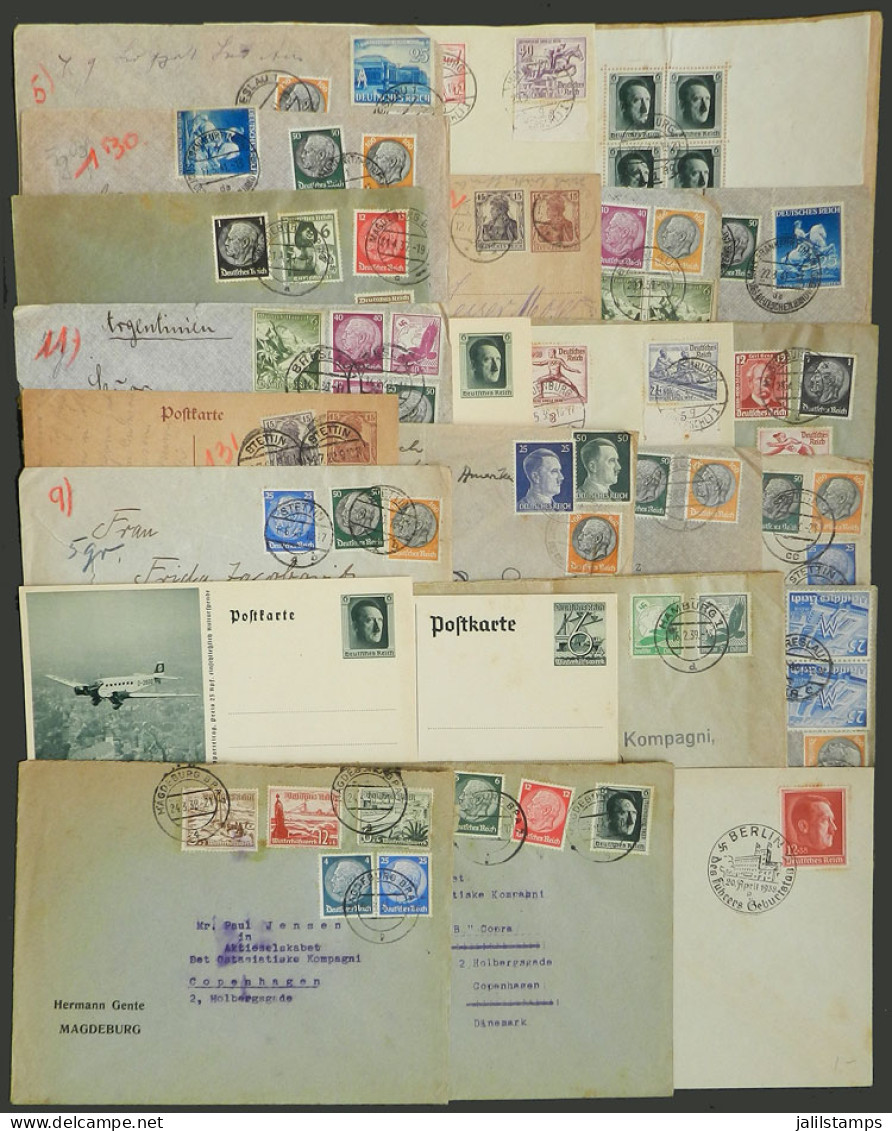 GERMANY: 23 Covers, Cards, Postal Stationeries, Cover Fronts Etc., Most Used In 1930s, Very Attractive, With Good Postag - Covers & Documents