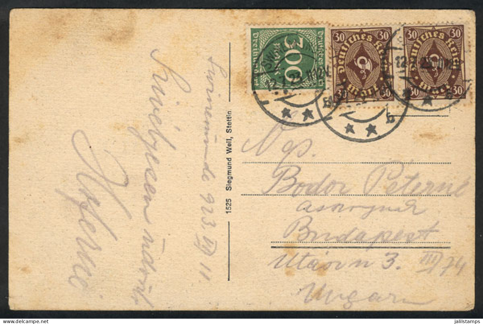 GERMANY: PC Sent From Swinemünde To Budapest On 12/JUL/1923, With Nice INFLA Postage Of 360Mk., Interesting! - Covers & Documents