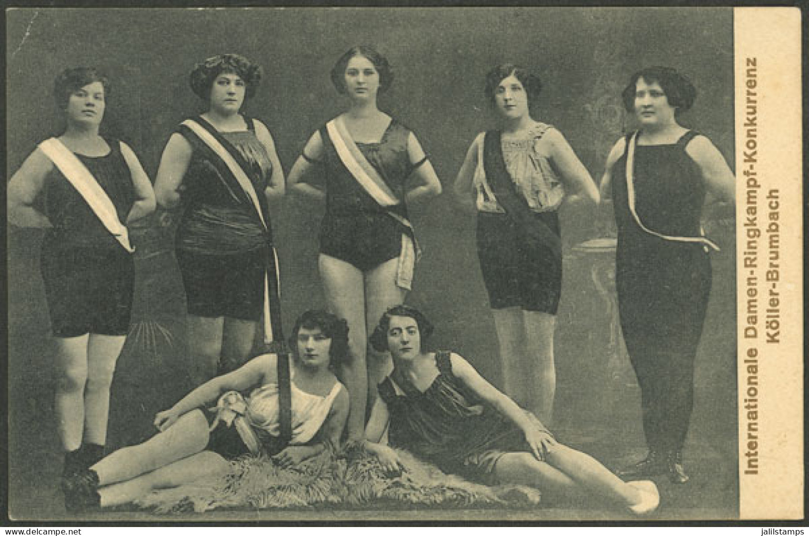 GERMANY: WOMEN'S WRESTLING: Old Postcard Showing A Group Of Wrestlers, Very Fine Quality, Rare! - Otros & Sin Clasificación