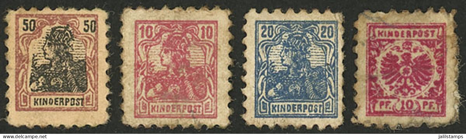 GERMANY: KINDERPOST: 4 Very Small Stamps, Minor Defects, Very Interesting! - Cinderellas