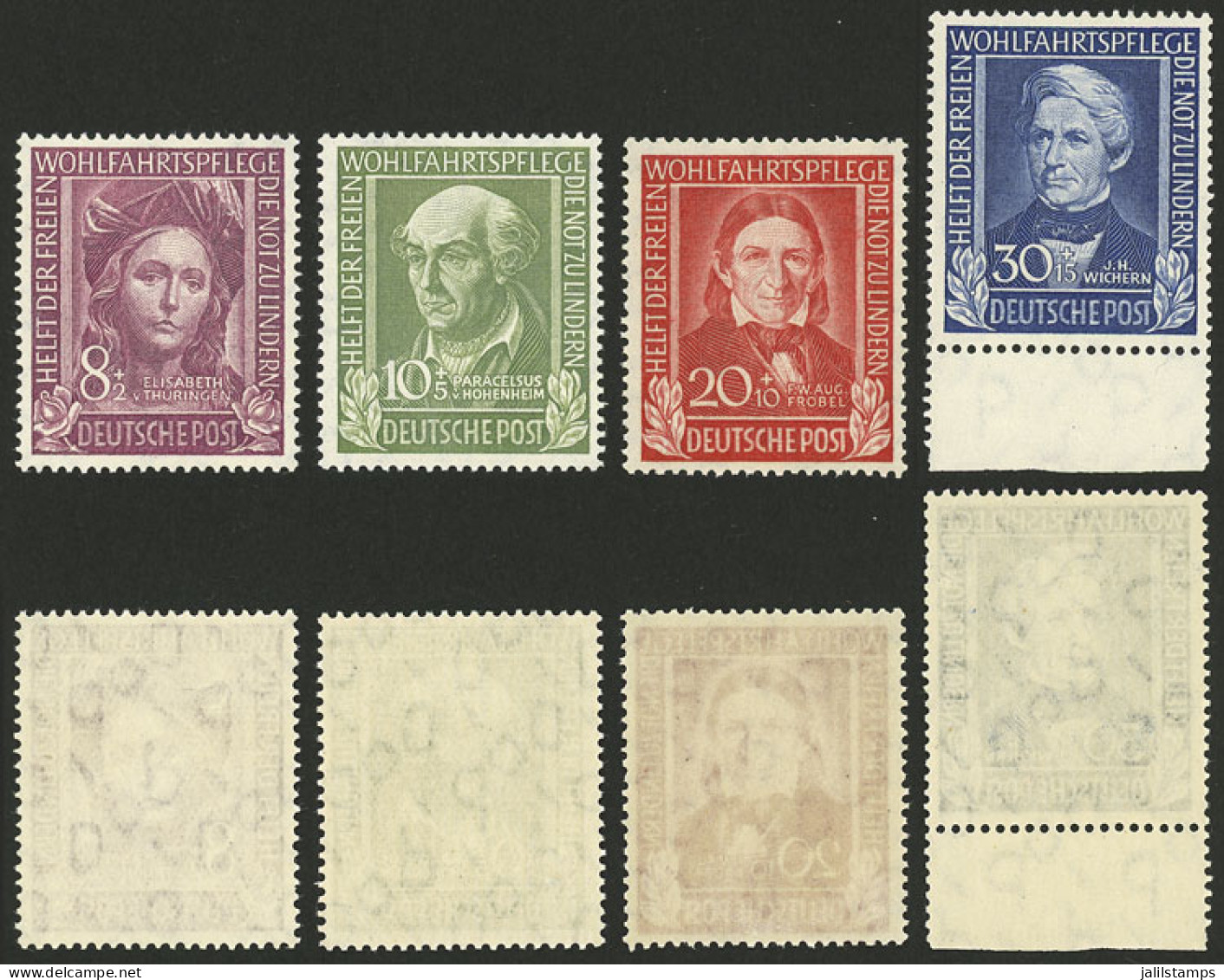 WEST GERMANY: Yvert 3/6, 1949 Famous Persons, Cmpl. Set Of 4 MNH Values, Excellent Quality! - Unused Stamps