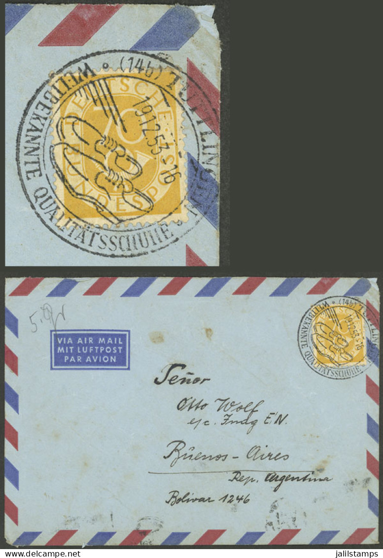 WEST GERMANY: 19/DE/1953 Tuttlingen - Argentina, Airmail Cover Franked With 70Pg. And Very Good Thematic Cancel: SHOES,  - Briefe U. Dokumente